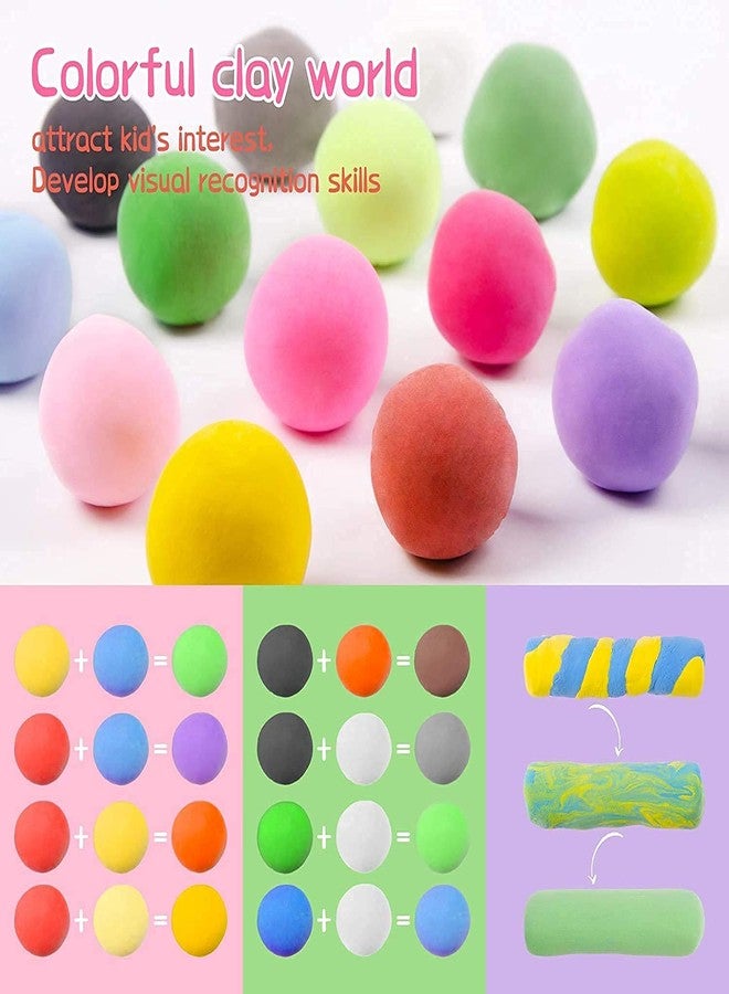 Promote مجموعة بروموت تريدر من 24 قطعة من الصلصال الفني الجاف بالهواء (عبوتان من 12 لونًا)، صلصال ناعم للتشكيل مع أدوات، مواد حرفية فنية إبداعية لتزيين الأشياء + ممحاة نيون كبيرة مع حافظة + جليتر (ملصقات مجانية) - Image 2